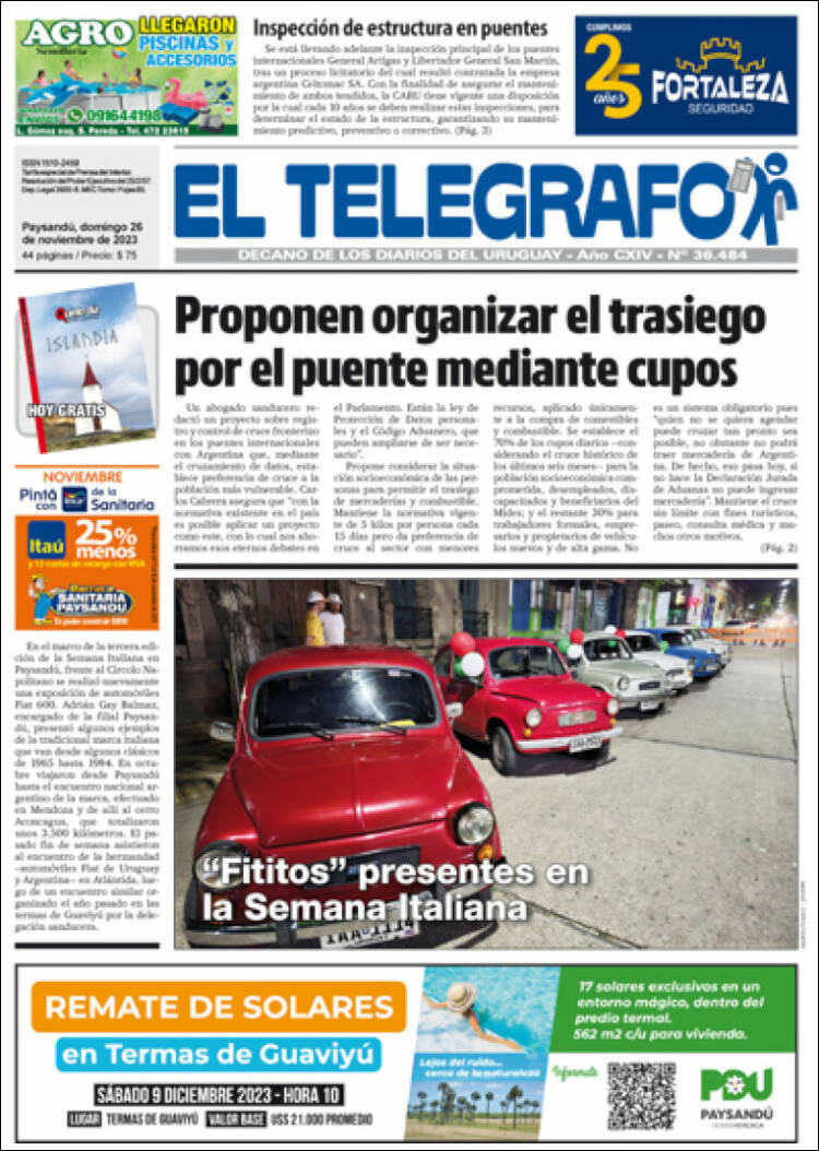 Portada de El Telégrafo (Uruguay)