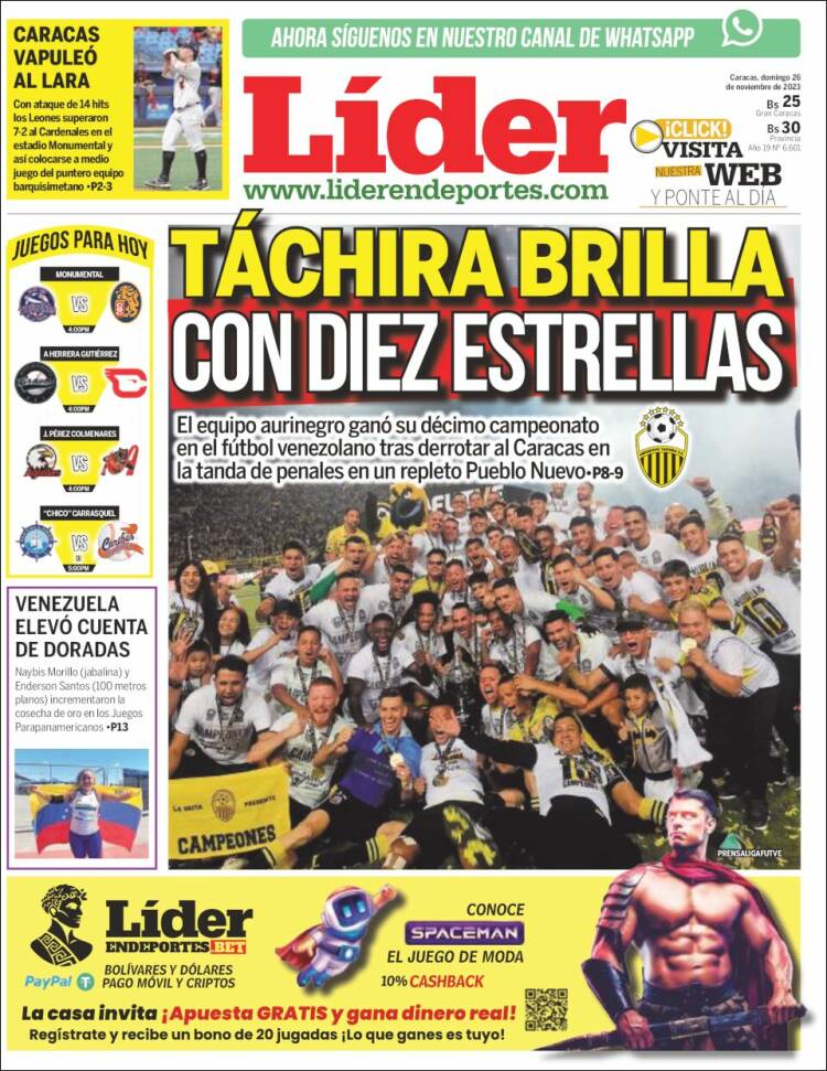 Portada de Lider en deportes (Venezuela)