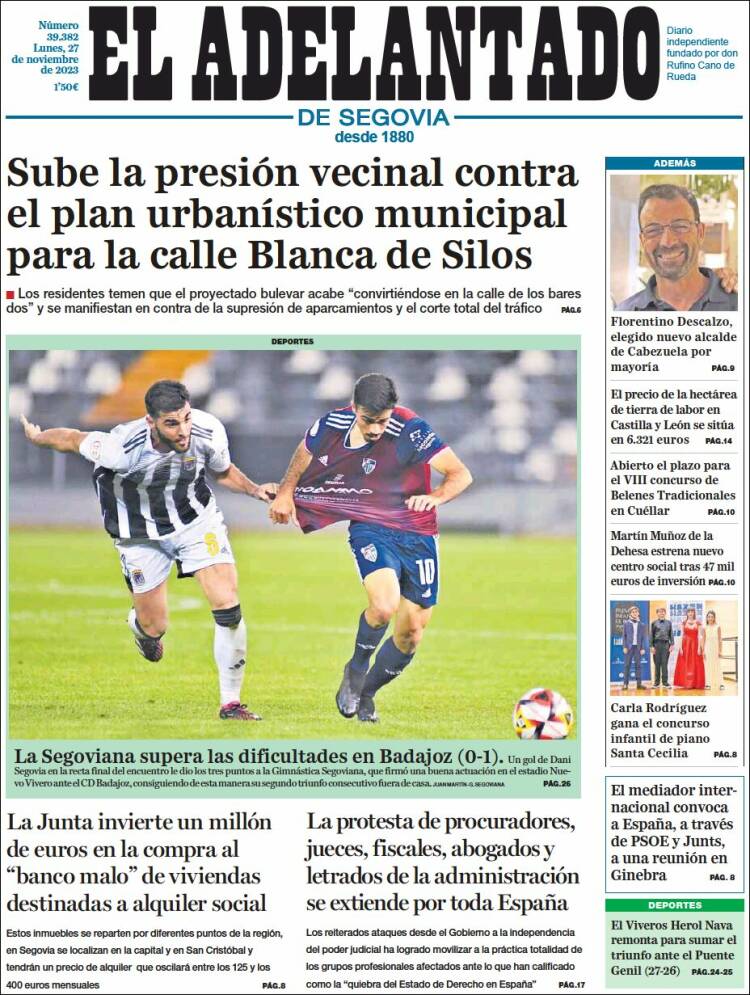 Portada de El Adelantado de Segovia (España)