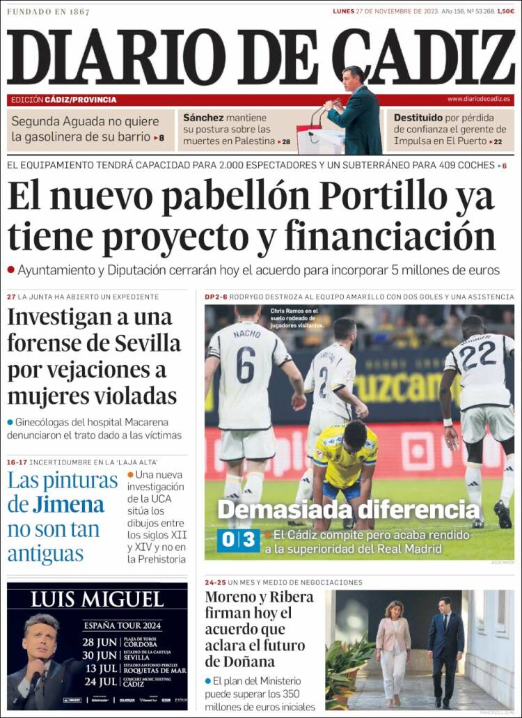 Portada de Diario de Cádiz (España)