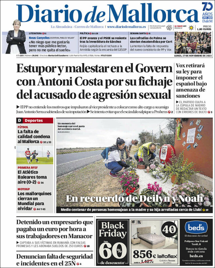 Portada de Diario de Mallorca (España)