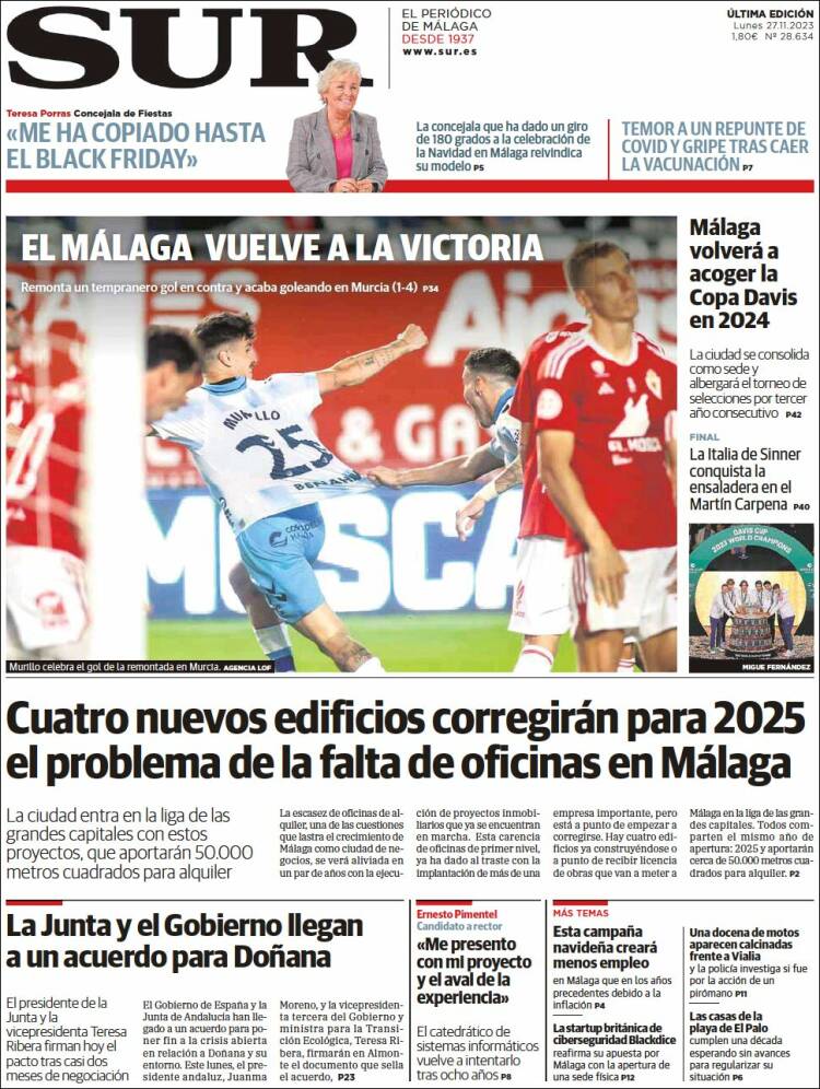 Portada de Diario el Sur (España)