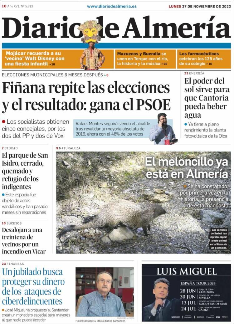 Portada de Diario de Almería (España)
