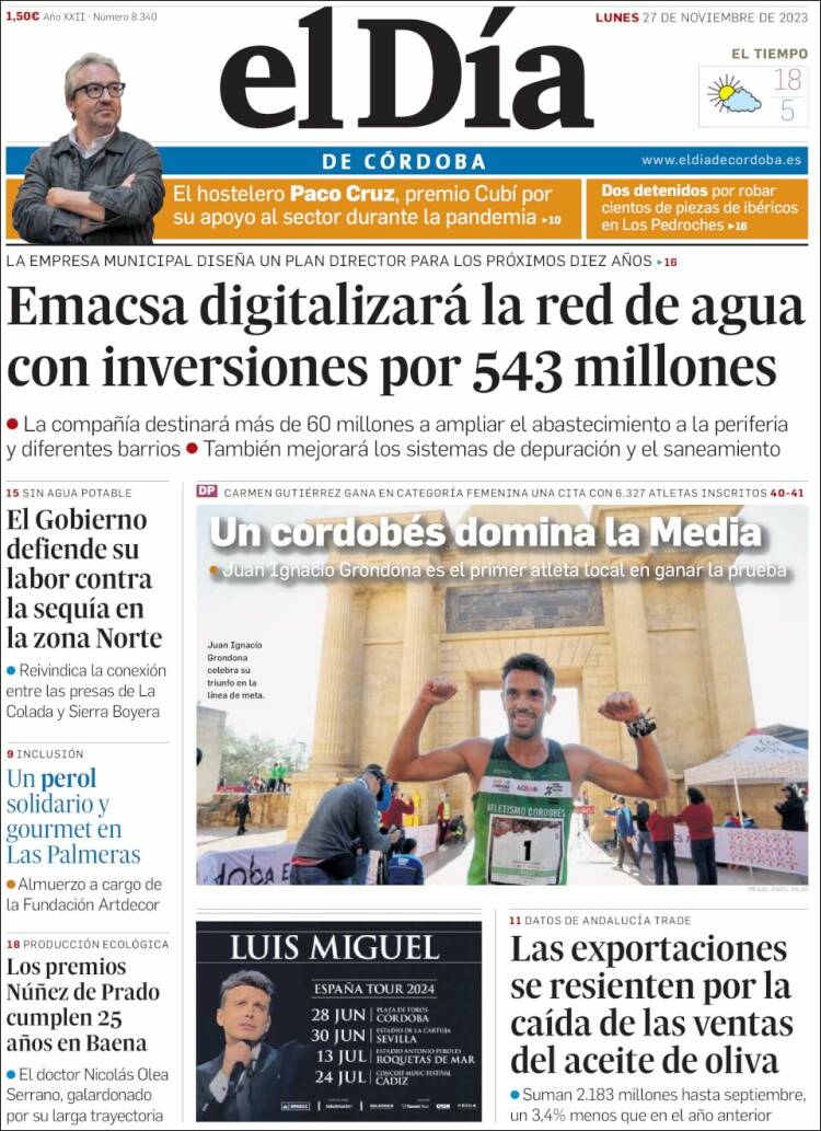Portada de El Día de Córdoba (España)
