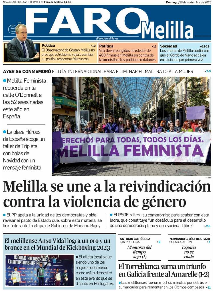 Portada de El Faro de Melilla (España)