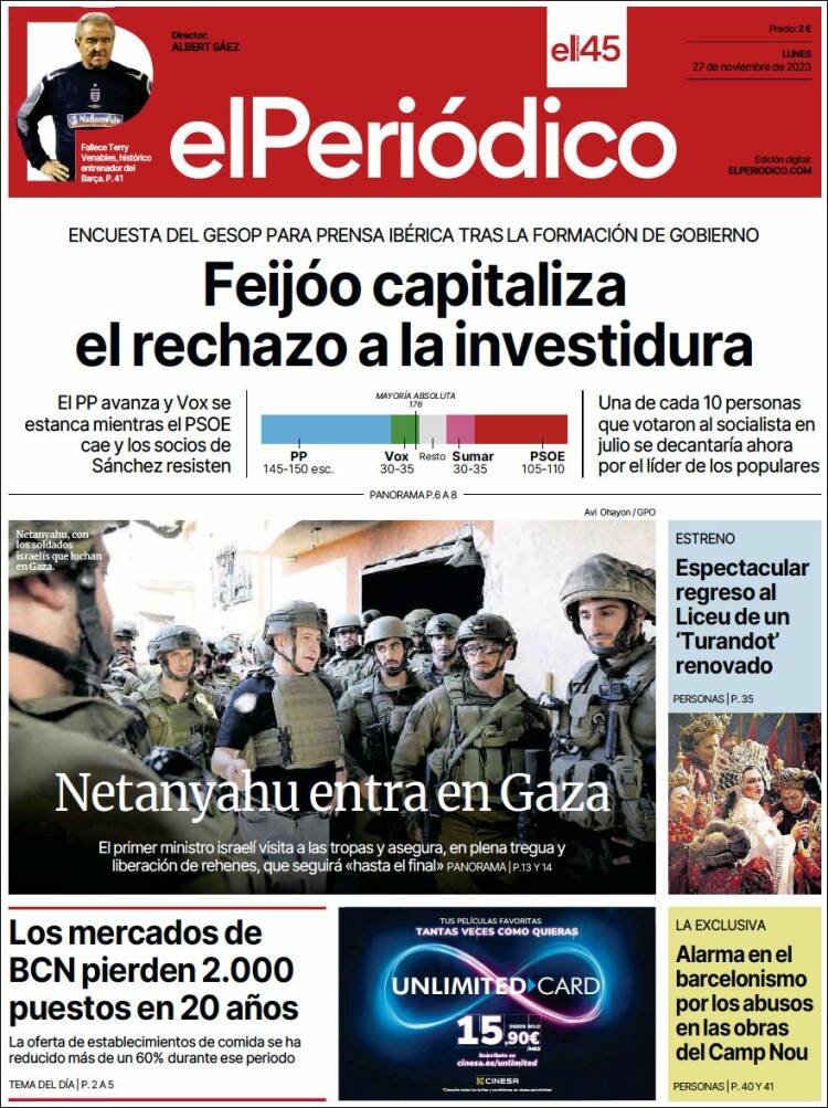 Portada de El Periódico (España)