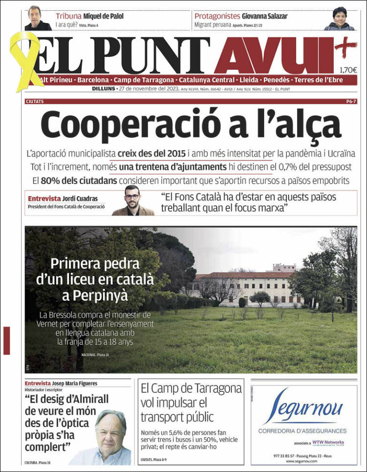 Portada de El Punt Avui (España)