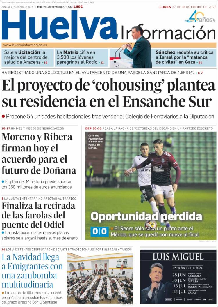 Portada de Huelva Información (España)