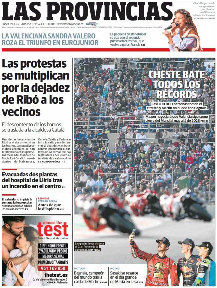 Portada de Las Provincias (España)