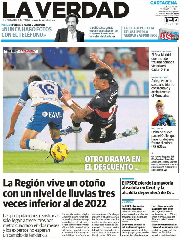 Portada de La Verdad de Cartagena (España)