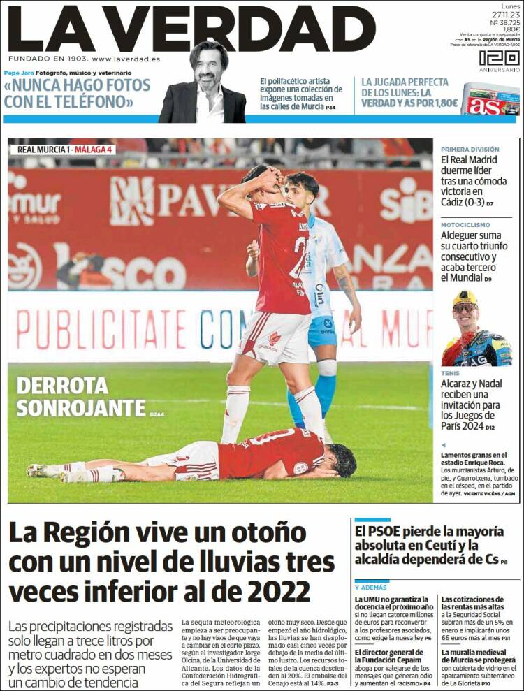Portada de La Verdad de Murcia (España)