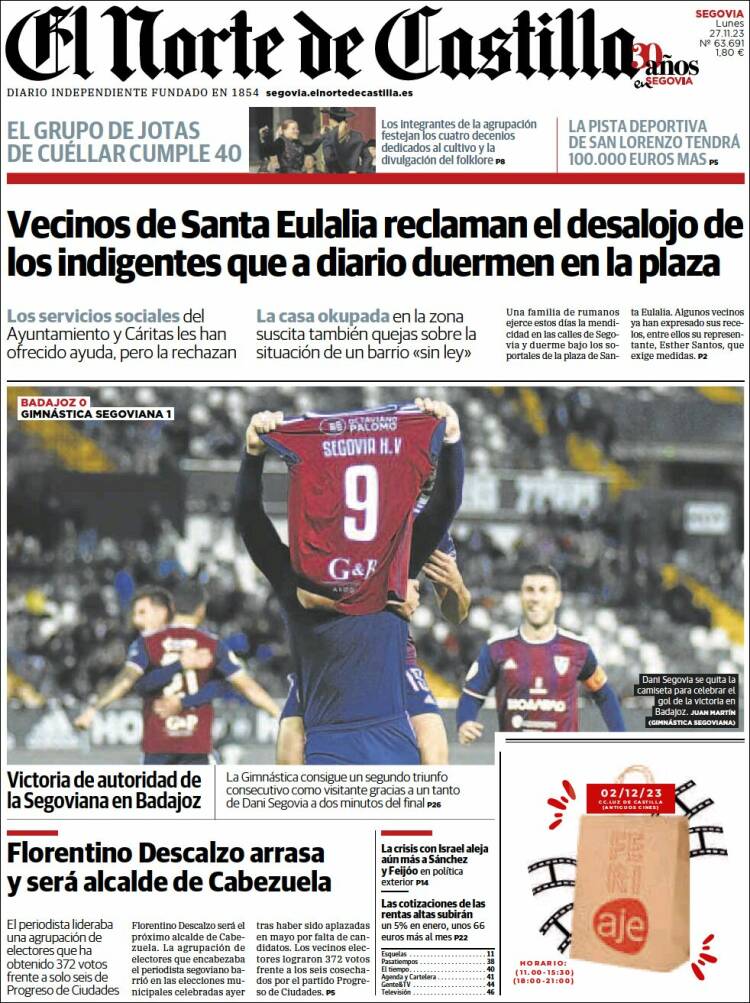 Portada de Norte de Castilla - Segovia (España)