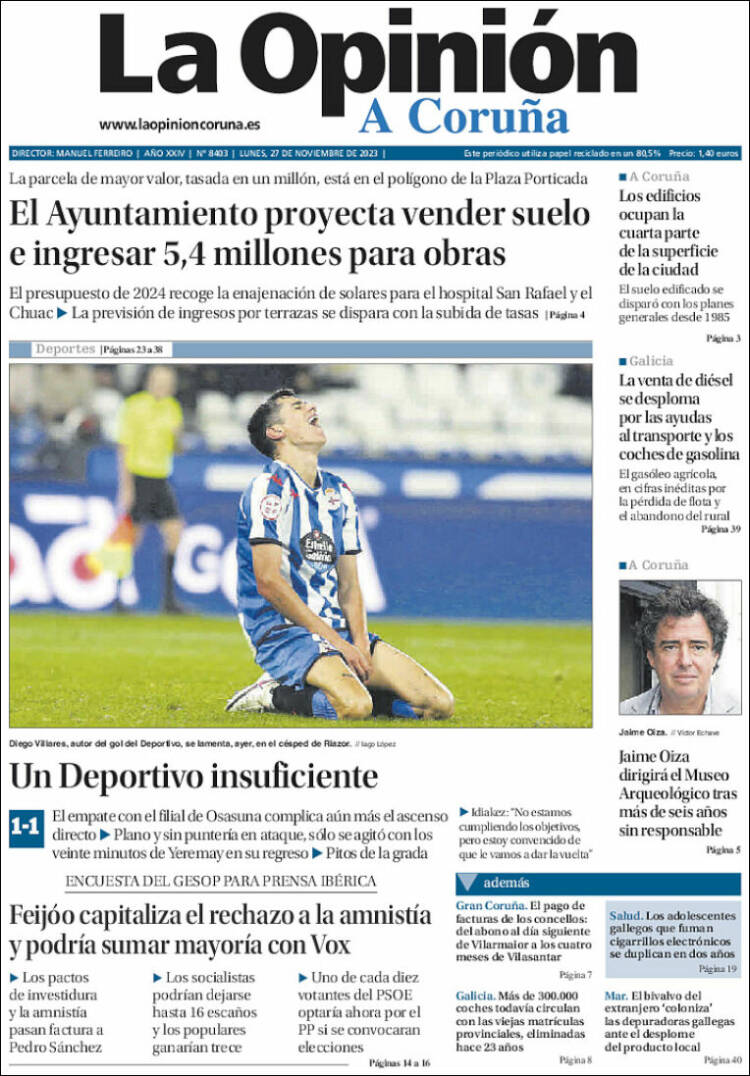 Portada de La Opinión de A Coruña (España)
