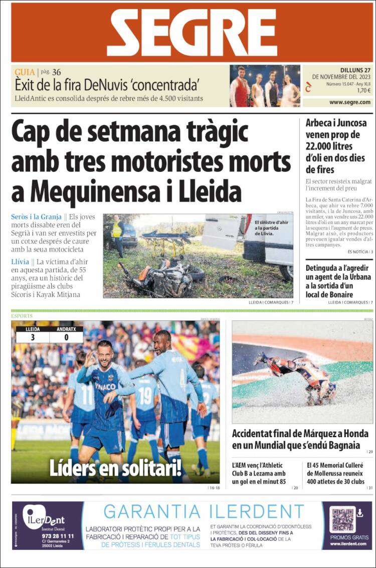 Portada de Segre (España)