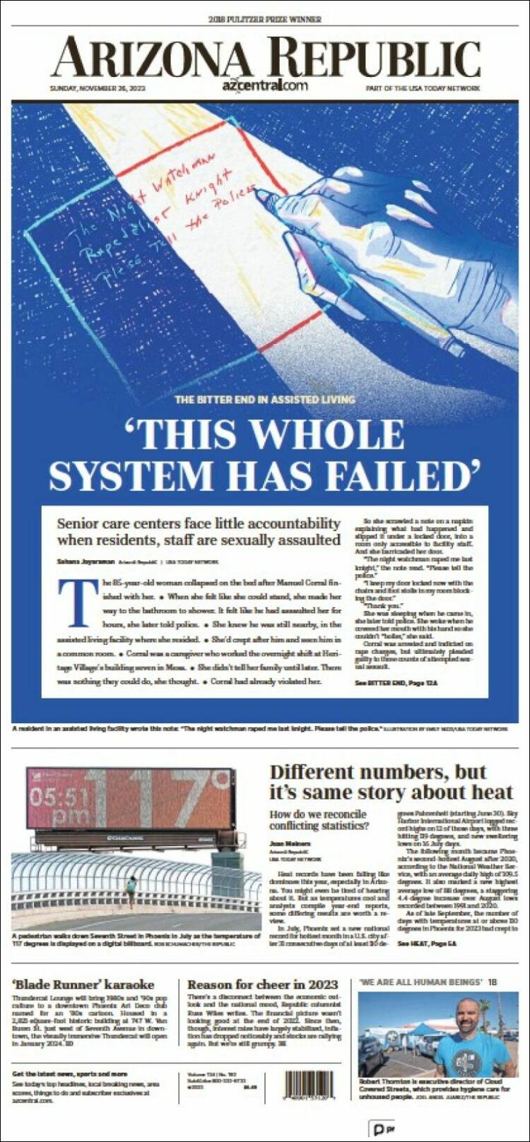 Portada de Arizona Republic News (USA)