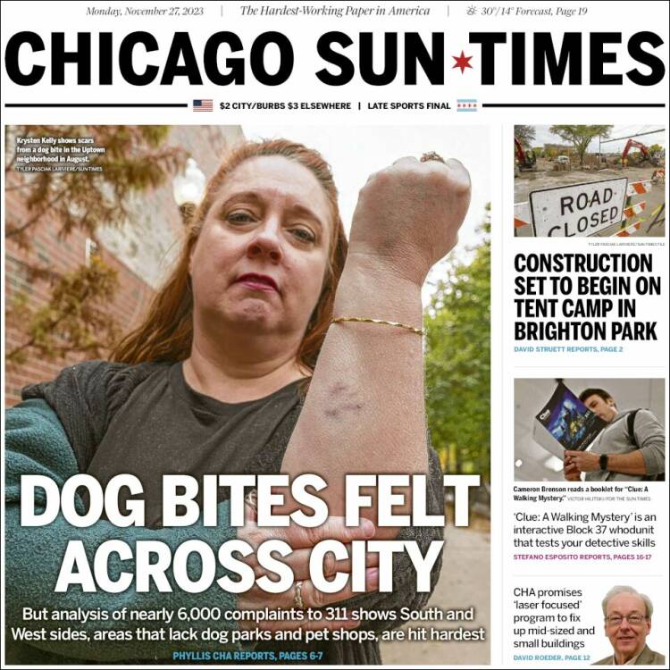 Portada de Chicago Sun-Times (USA)