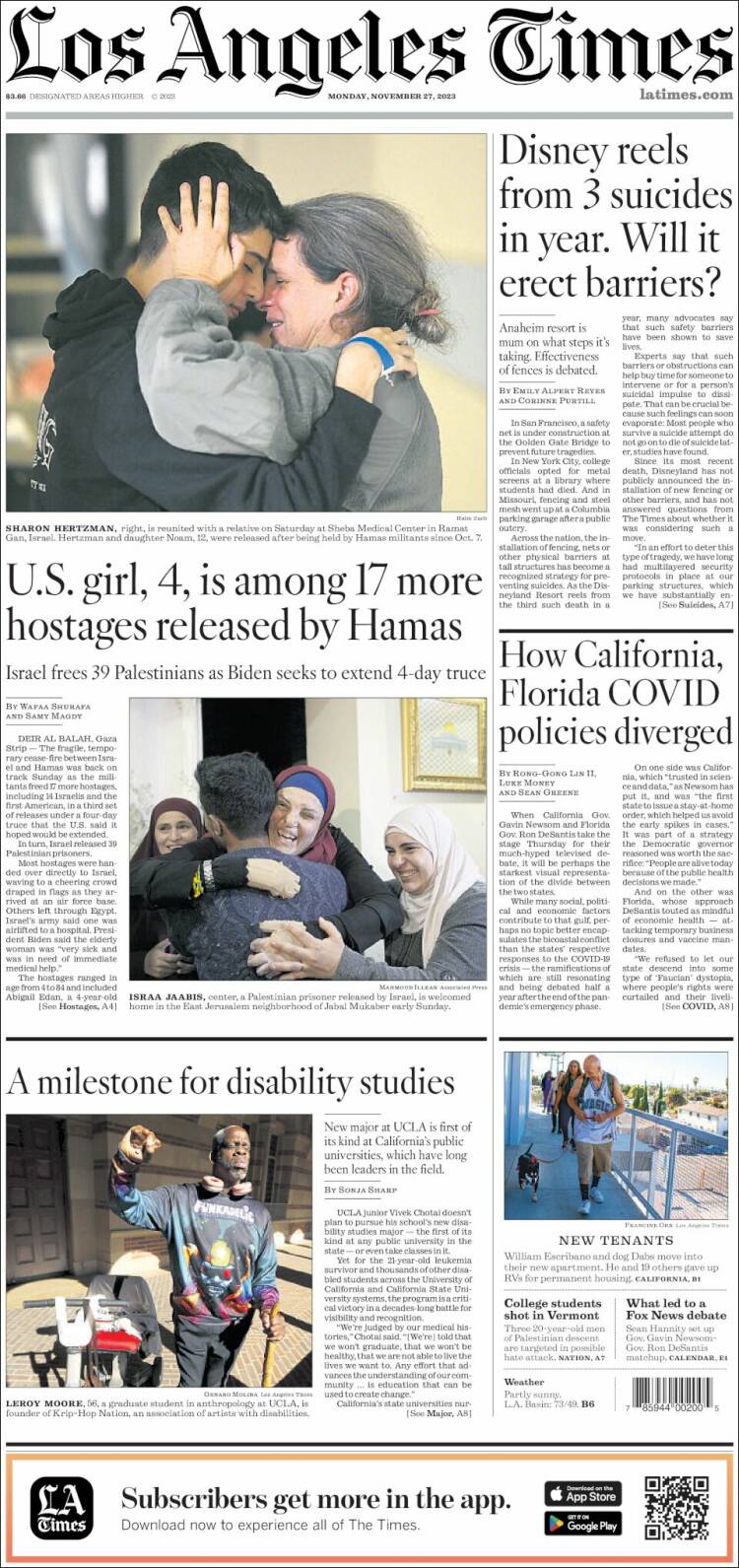 Portada de Los Angeles Times (USA)