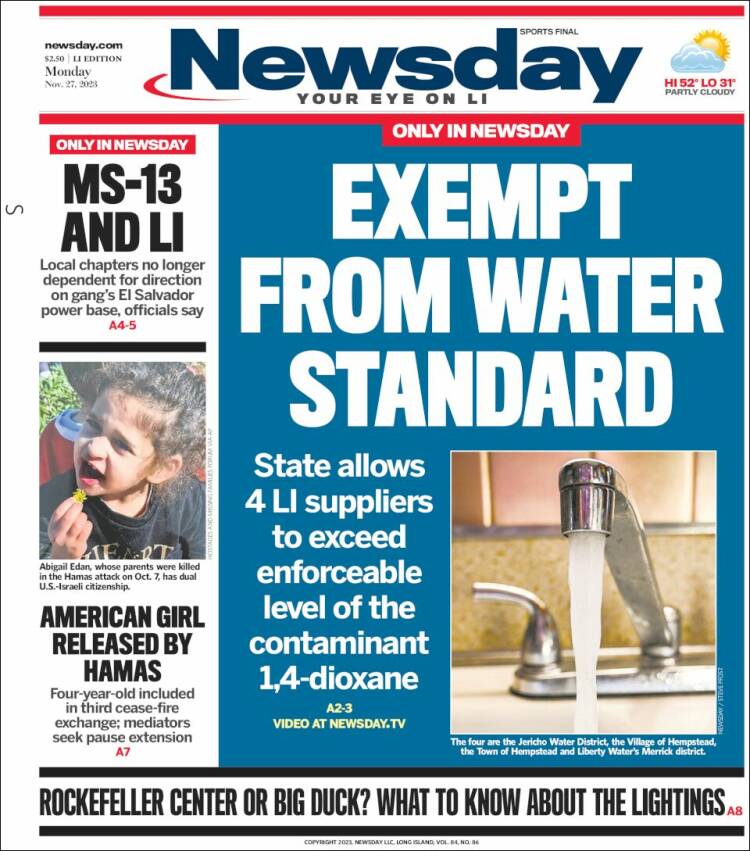 Portada de Newsday (USA)
