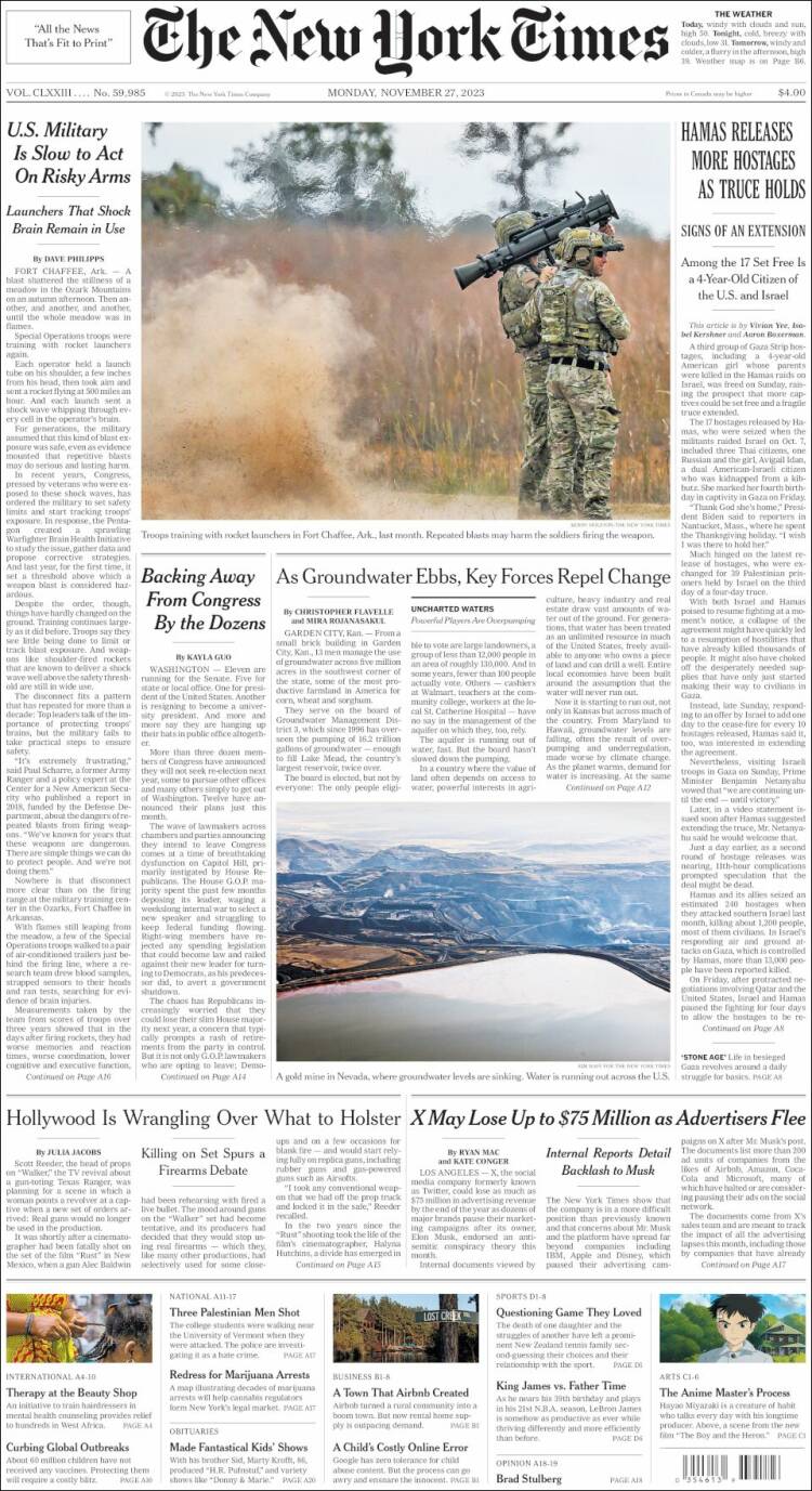 Portada de New York Times (USA)