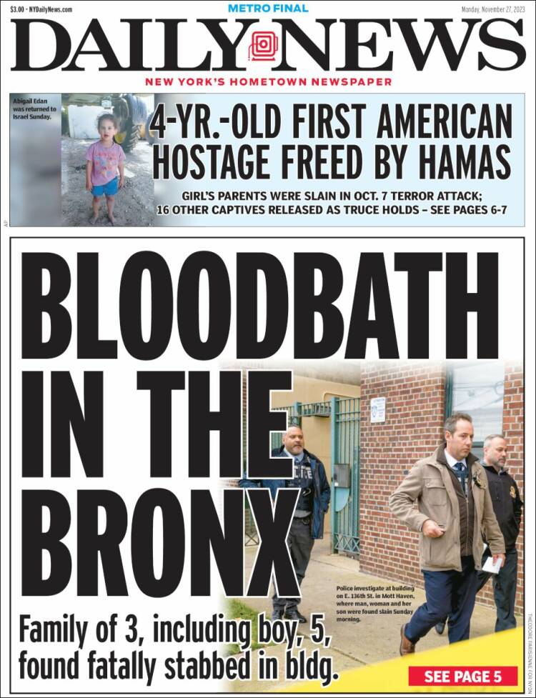 Portada de Daily News - New York (USA)