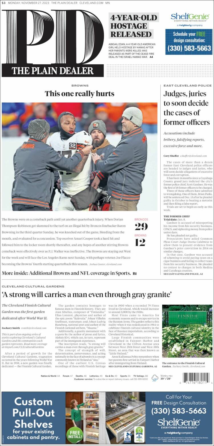 Portada de The Plain Dealer (USA)