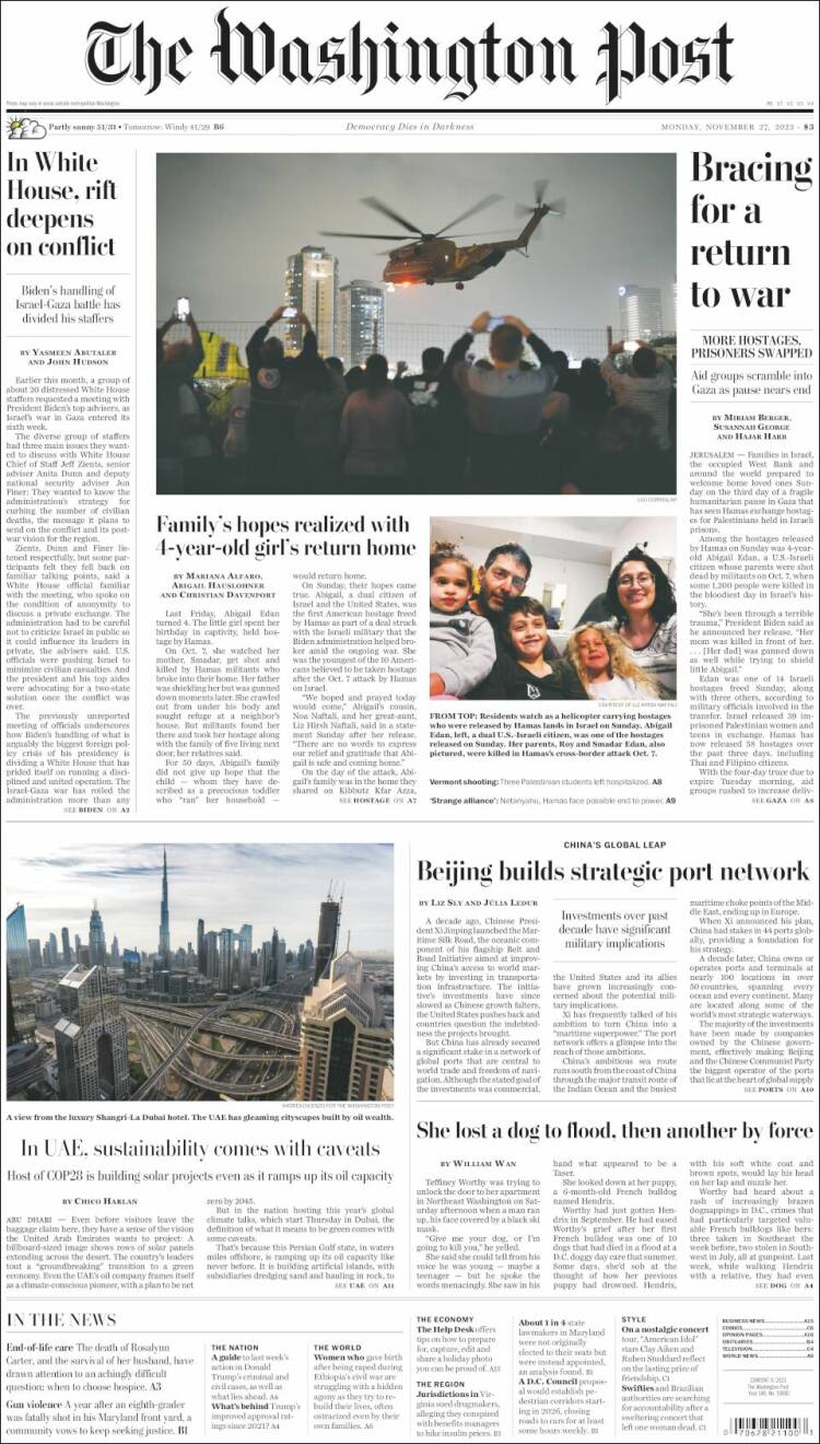 Portada de The Washington Post (USA)