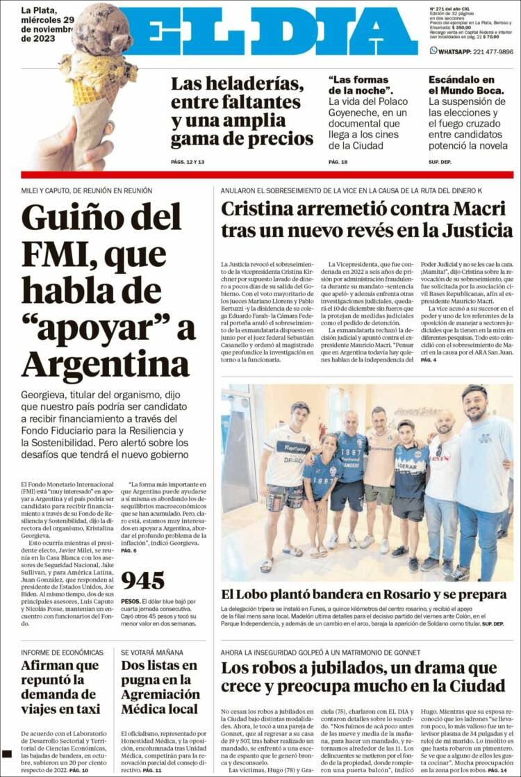 Portada de El Día de la Plata (Argentina)