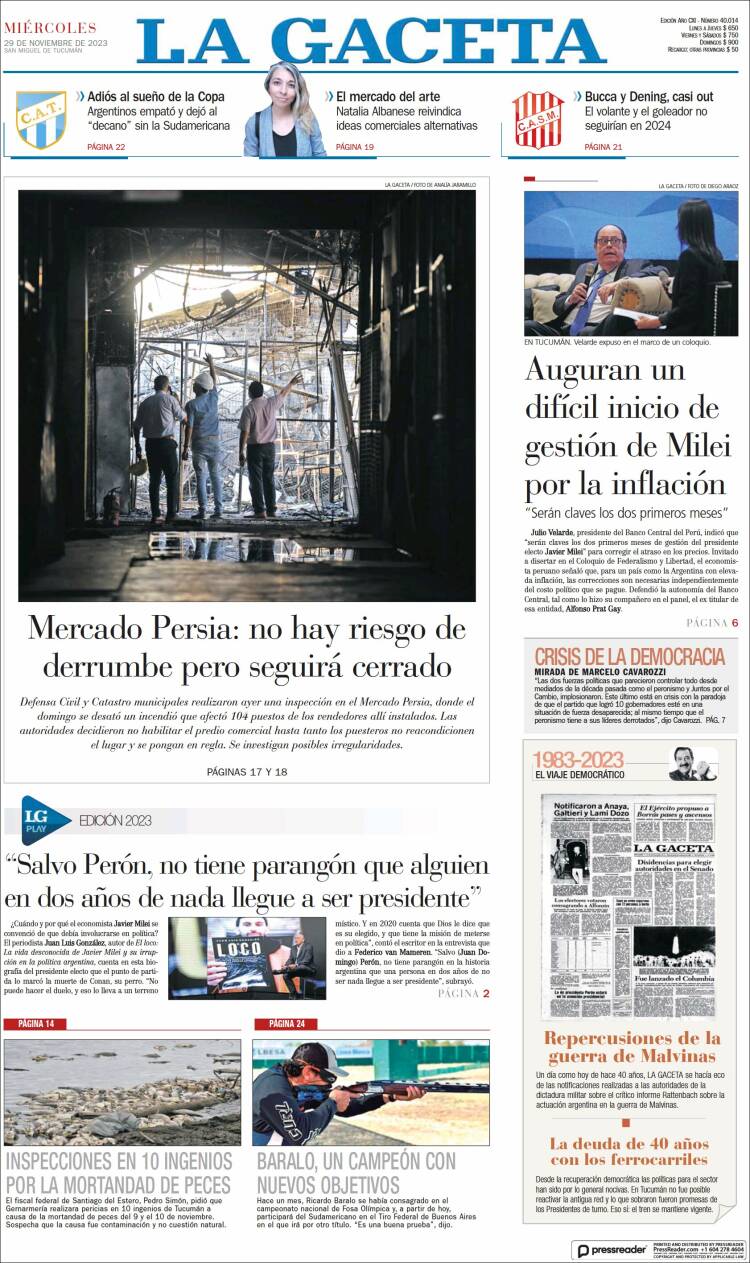 Portada de La Gaceta (Argentina)