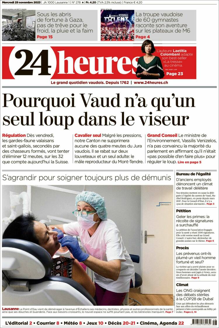 Portada de 24 Heures (Suiza)