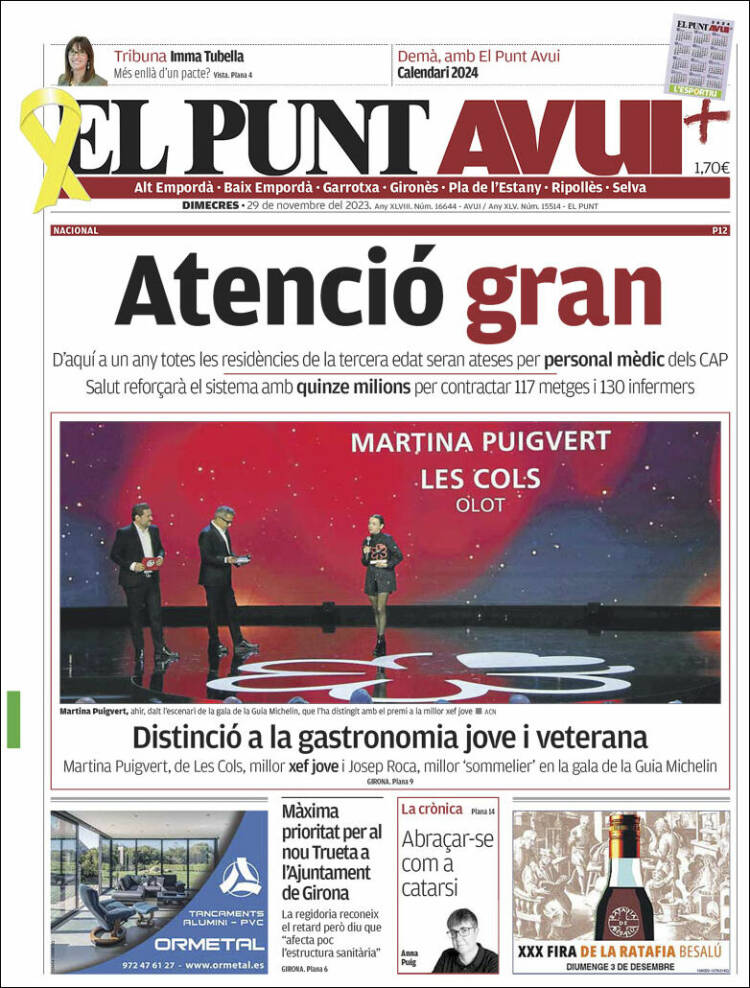 Portada de El Punt Avui - Girona (España)