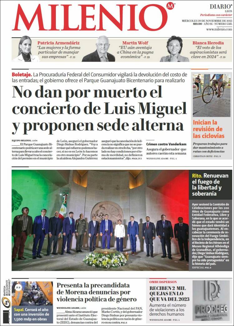 Portada de Milenio de León (México)