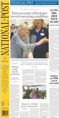 Portada de The National Post (Canadá)