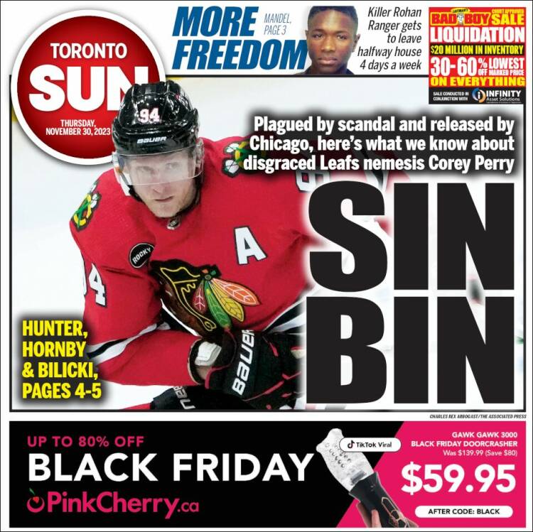 Portada de The Toronto Sun (Canadá)