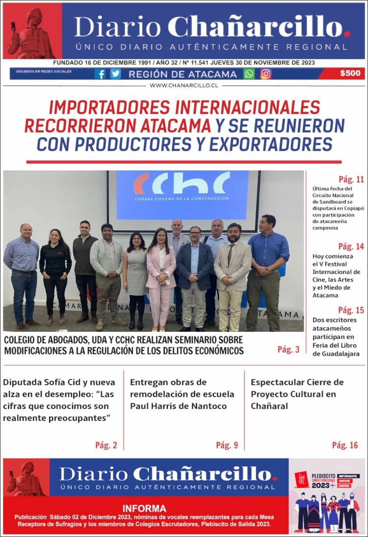 Portada de Diario Chañarcillo (Chile)