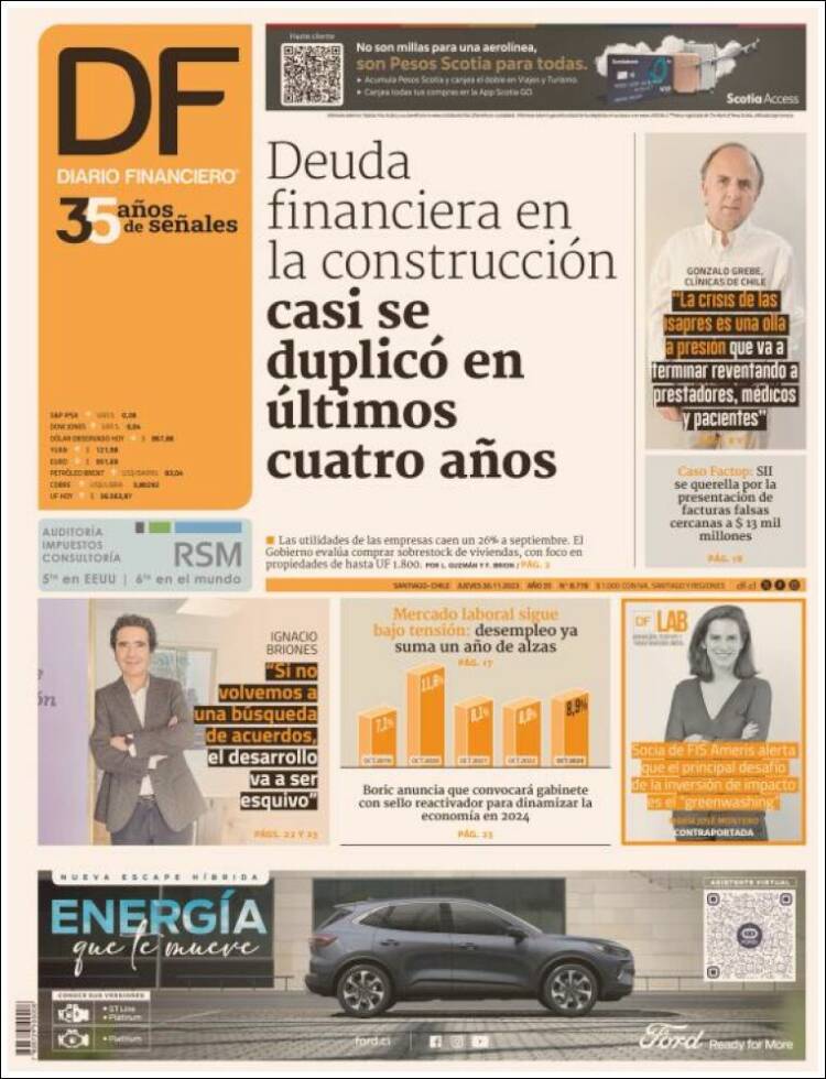 Portada de Diario Financiero (Chile)