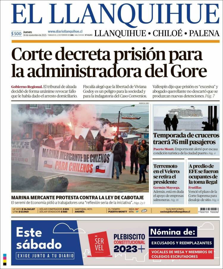 Portada de El Llanquihue (Chile)