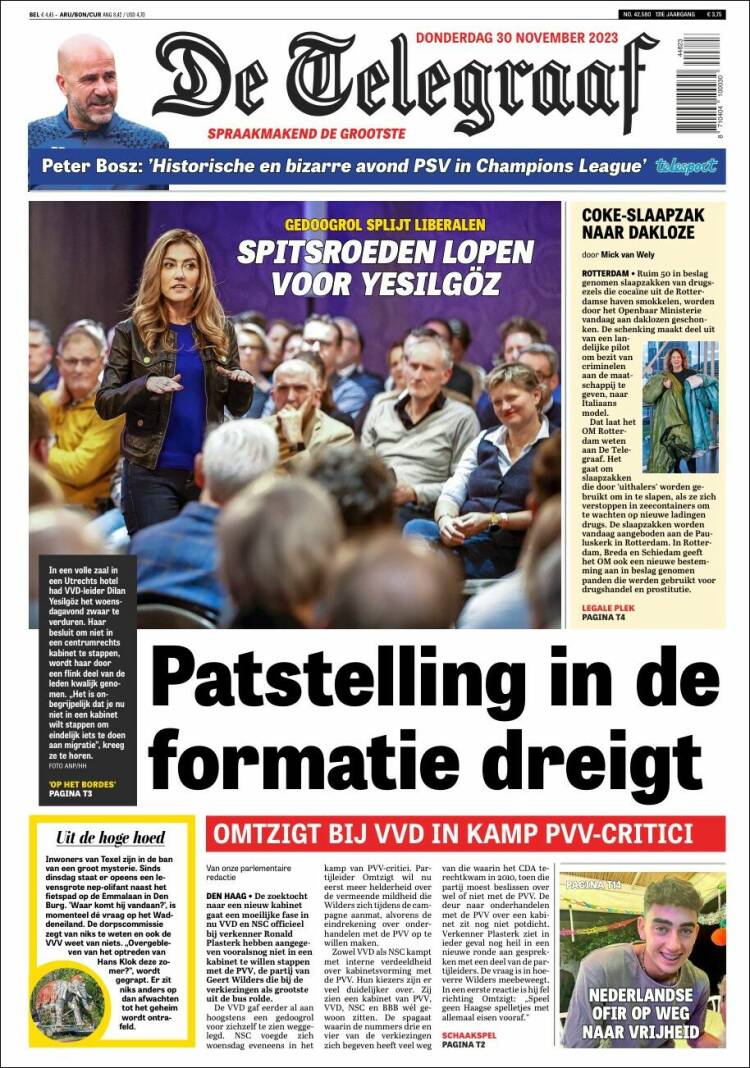 Portada de De Telegraaf (Pa&iacute;ses Bajos)