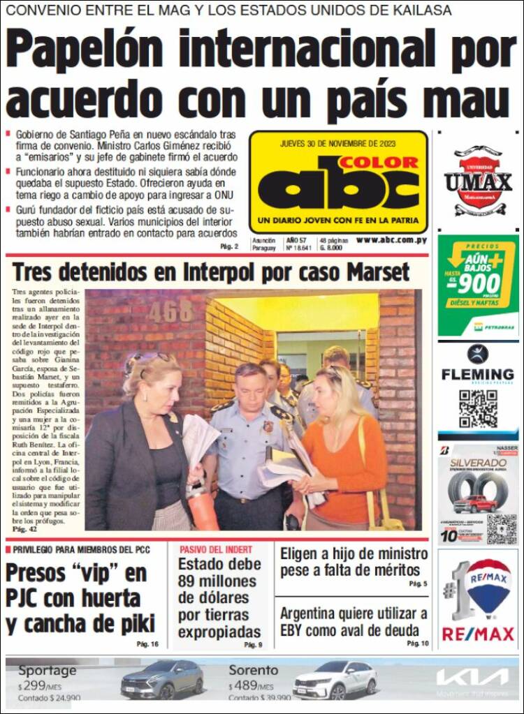 Portada de ABC Color (Paraguay)