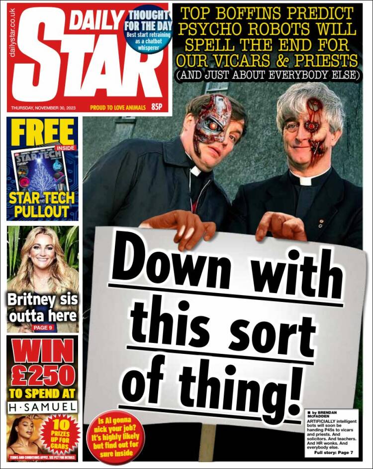 Portada de Daily Star (Reino Unido)