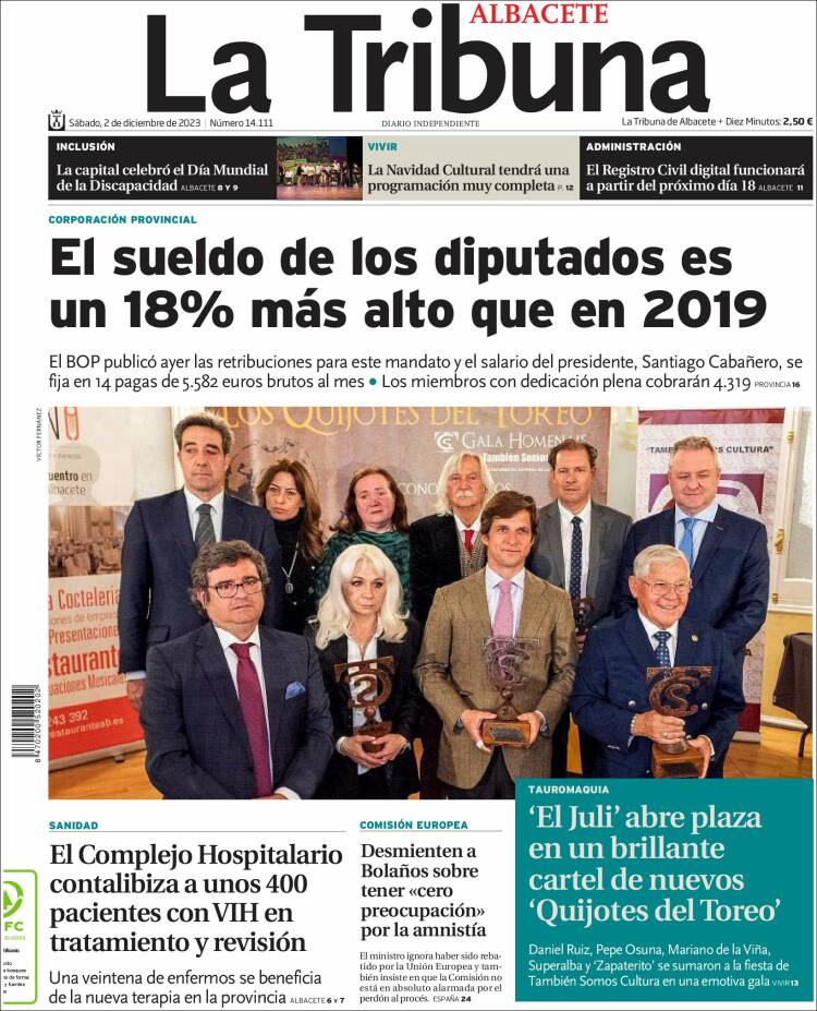 Portada de La Tribuna de Albacete (España)