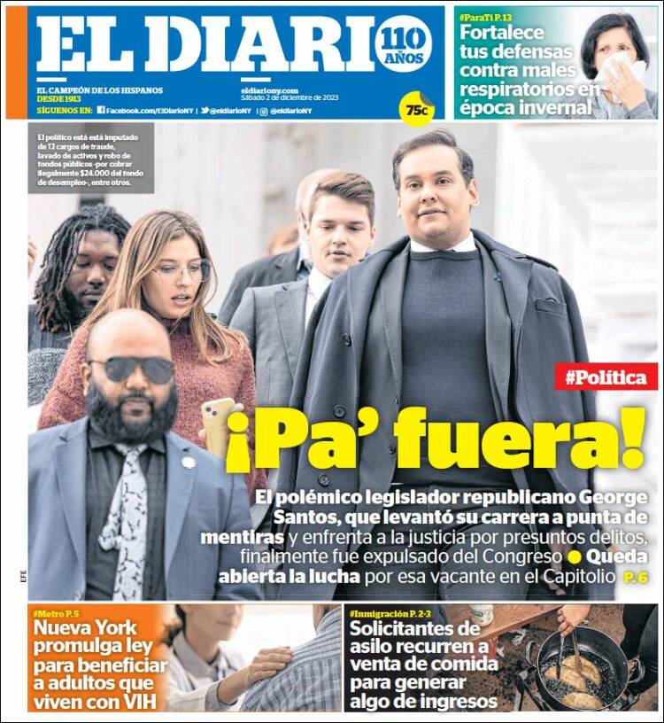 Portada de El Diario NY (USA)