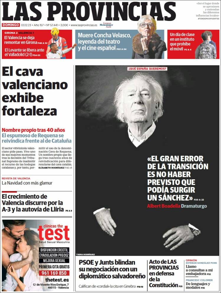 Portada de Las Provincias (España)