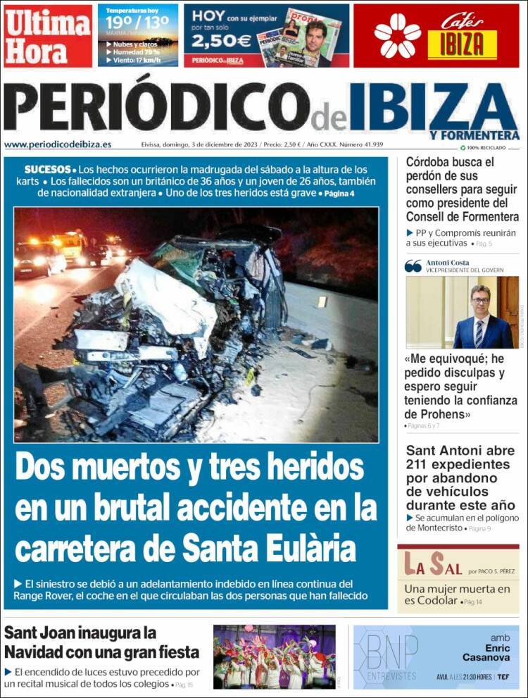 Portada de Periódico de Ibiza (España)