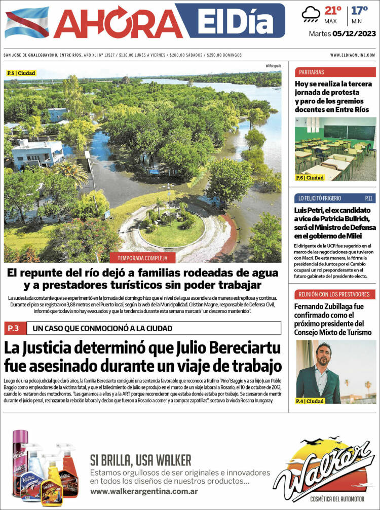 Portada de El Día de Gualeguaychú (Argentina)