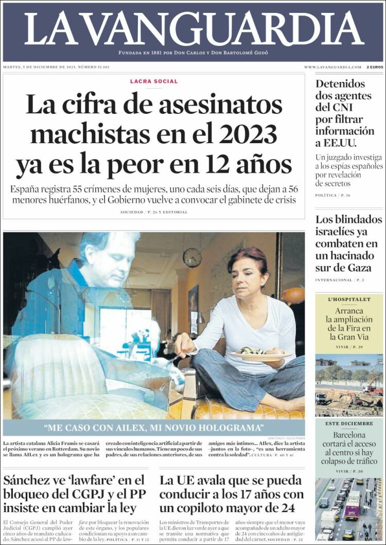 Portada de La Vanguardia (España)