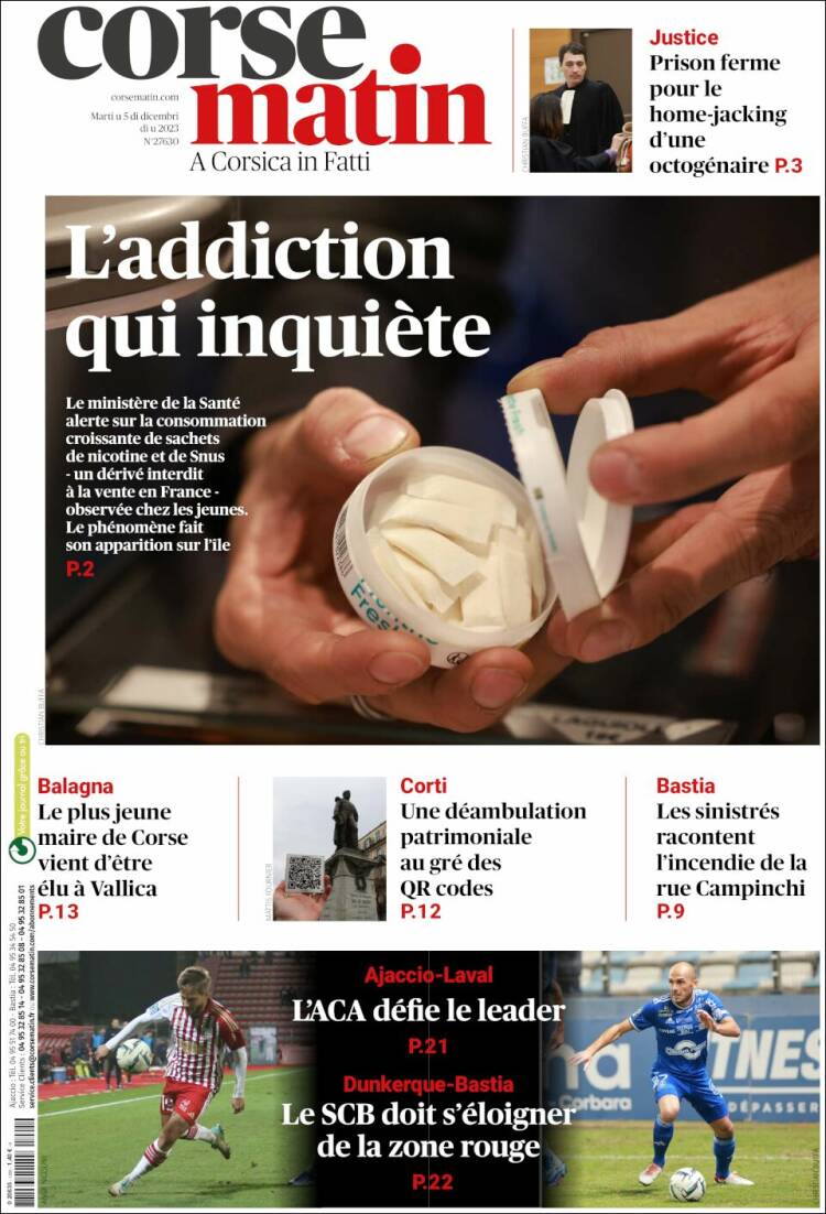 Portada de Corse-Matin (Francia)