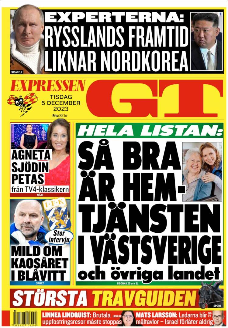 Portada de Göteborgstidningen (Suecia)