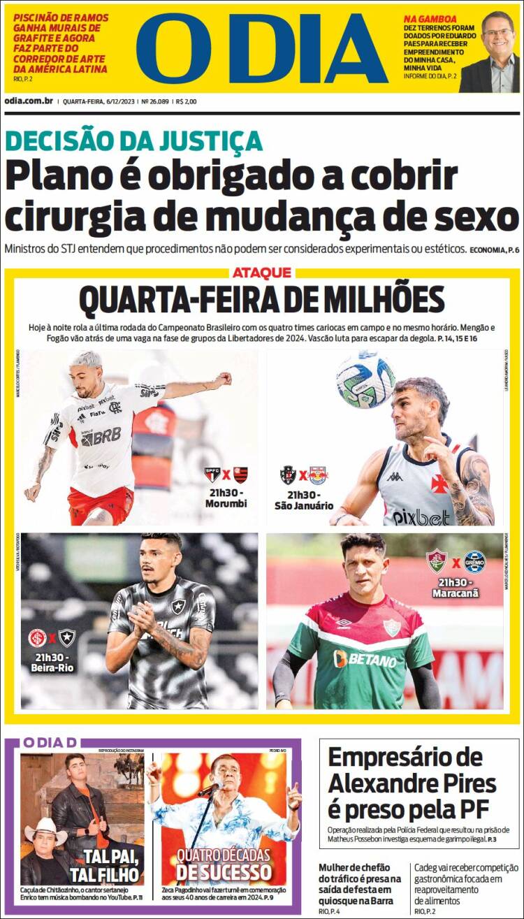 Portada de O Dia (Brasil)