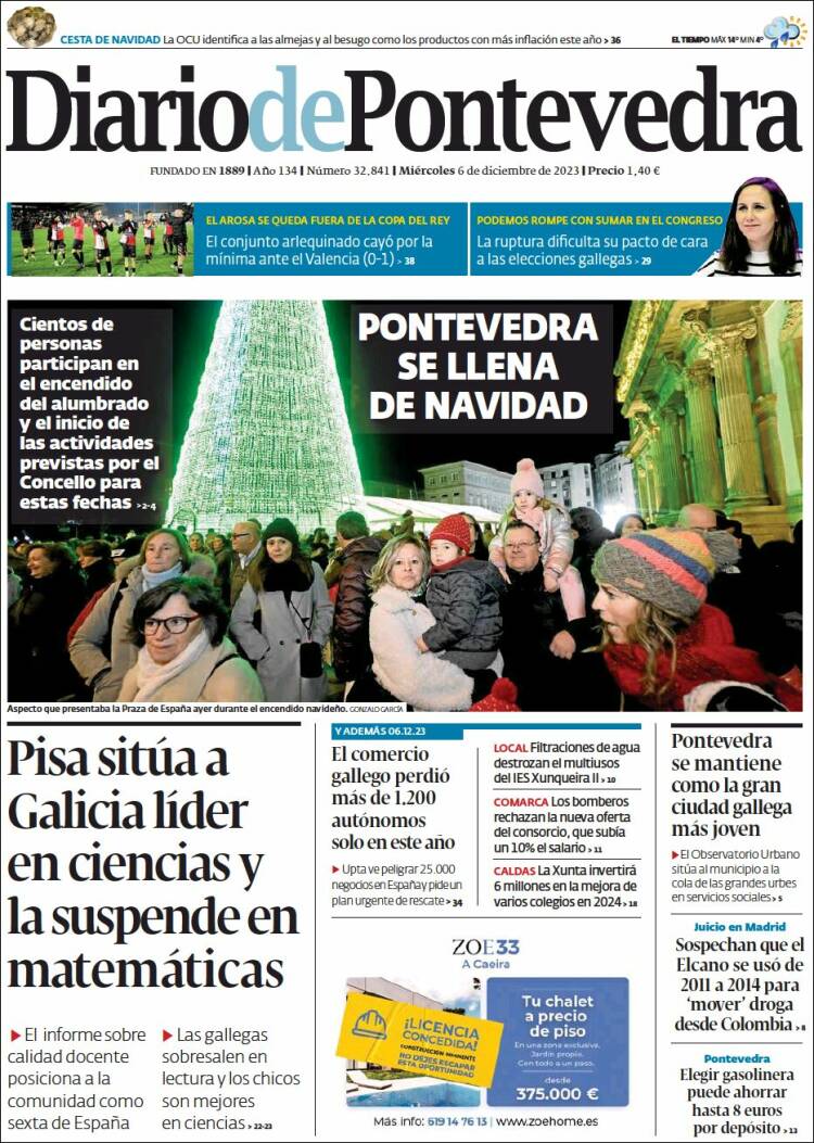 Portada de Diario de Pontevedra (España)