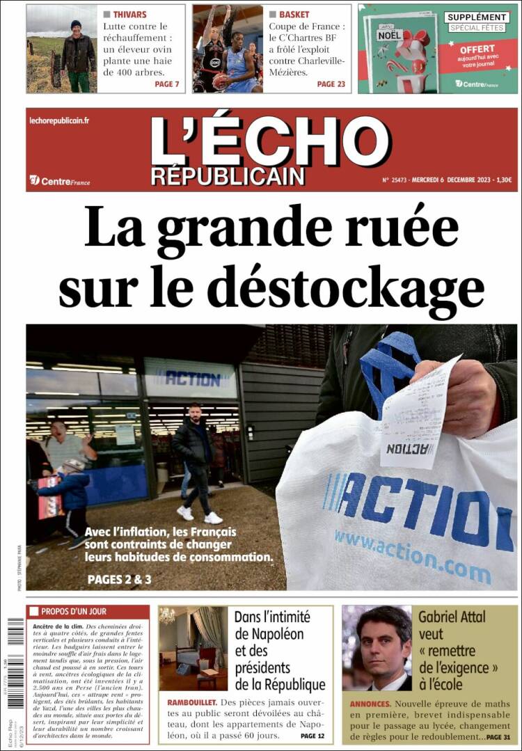 Portada de L'Echo Républicain (Francia)